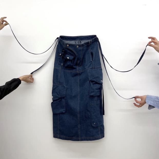 나체 데님 롱스커트