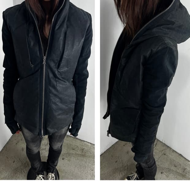 아이작 세럼 (Isaac Sellam) 풀 집업 레더 다운 자켓