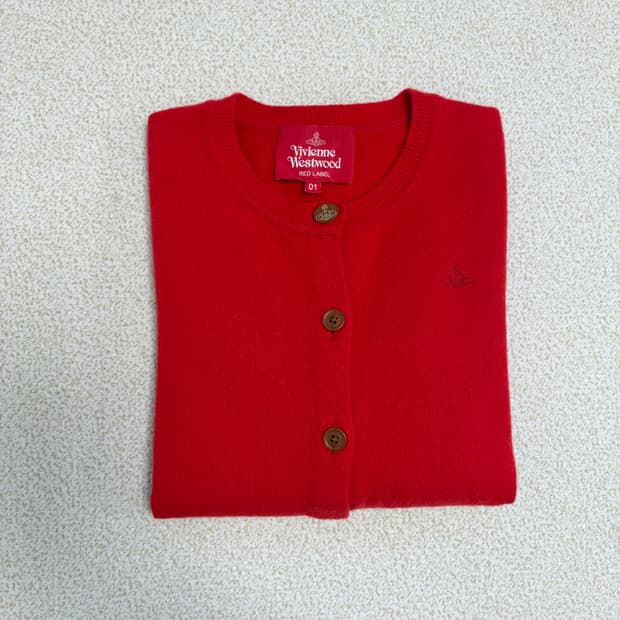 신상 비비안웨스트우드 베이직 울 가디건-레드