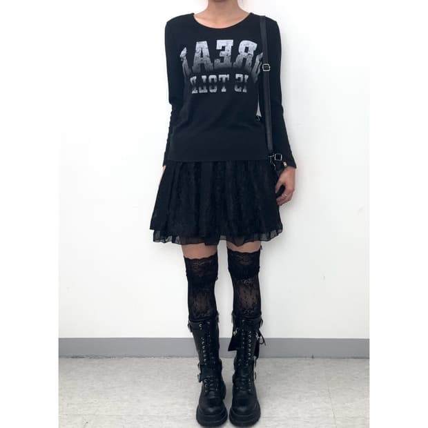 빈티지 블랙 샤 스커트