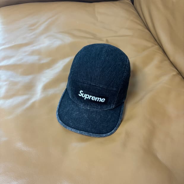 Supreme 슈프림 워시드 데님 블랙 캠프캡 모자 Denim Black