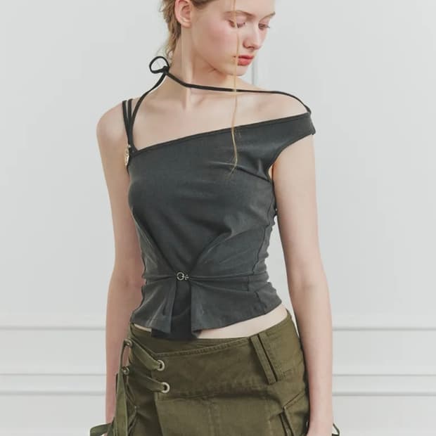 페인오어플레져 루비 후크 탑 RUBY HOOK TOP charcoal