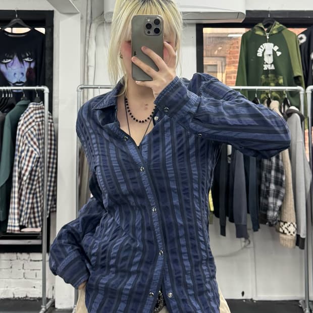 아르마니 익스체인지 스트라이프 셔츠