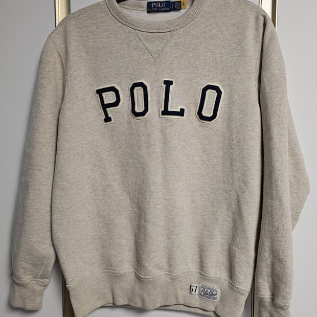 폴로 랄프로렌 신형QR라벨 맨투맨 기모 티셔츠 오트밀