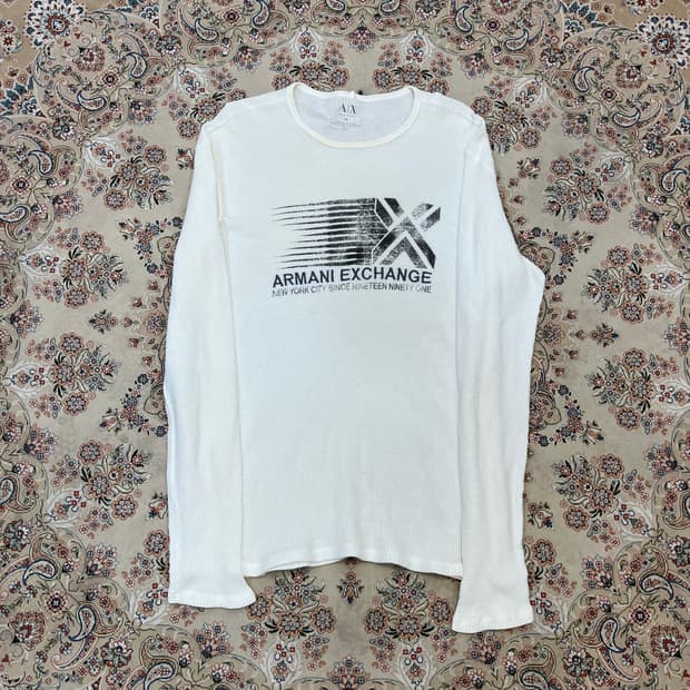 아르마니 익스체인지 프린팅 와플 롱슬리브