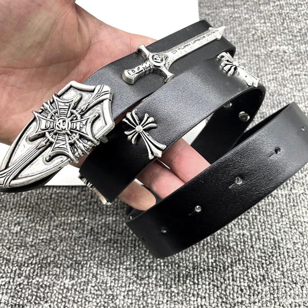 Gothic Cross Dagger Leather Belt