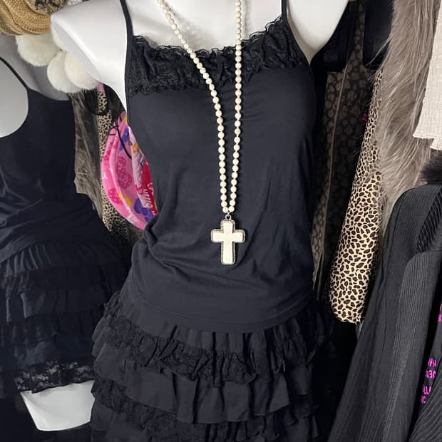 고스로리 레이스 블랙 슬리브리스