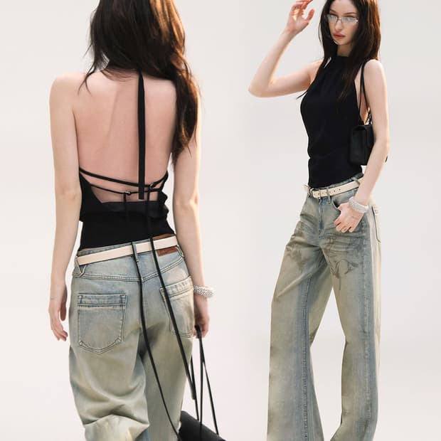테스트매커니즘 Backline Halter Slim Top 블랙