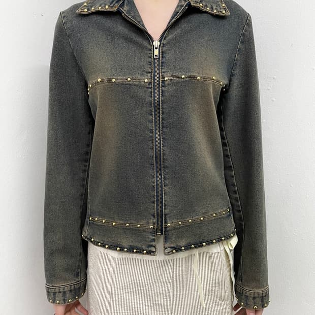 y2k 워싱 스터드 데님 자켓