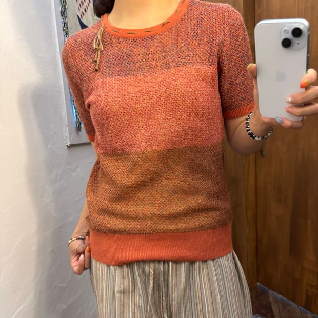 Ragica 여성 빈티지 리본 그물 니트 (h158)