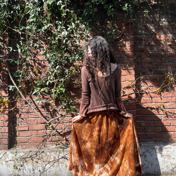 빈티지 타이다이 패턴 롱 스커트