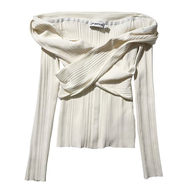 셀프 포트레이트 오프숄더 니트 탑