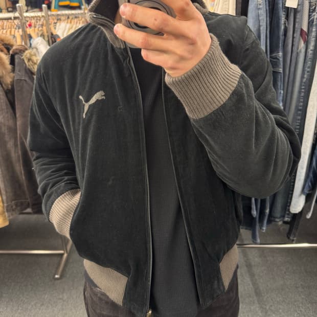 M)푸마 빈티지 리버시블 스웨이드 패딩 집업