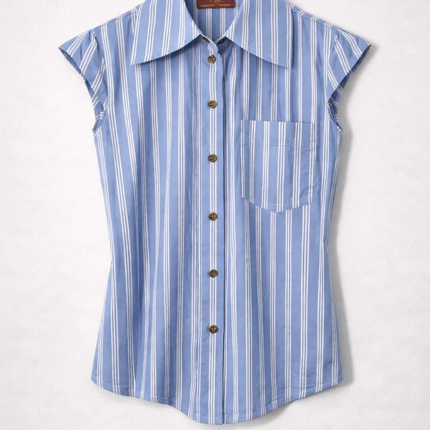 스트라이프 빅카라 블라우스