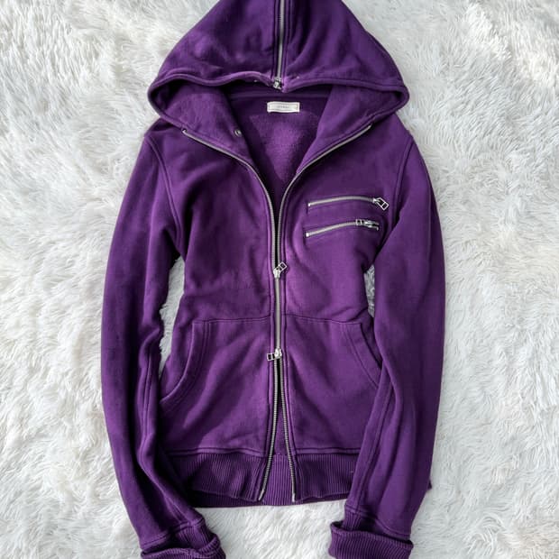 Y2K 그런지 딥퍼플 투웨이 후드 집업