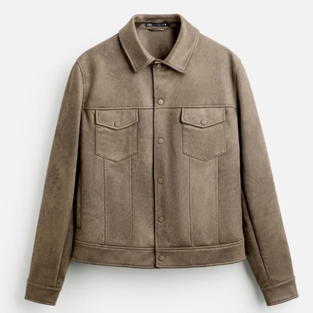 자라 라펠 칼라넥 워싱 에코 스웨이드 자켓 / L