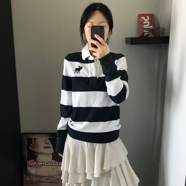 아베크롬비 산양 자수 로고 단가라 럭비티