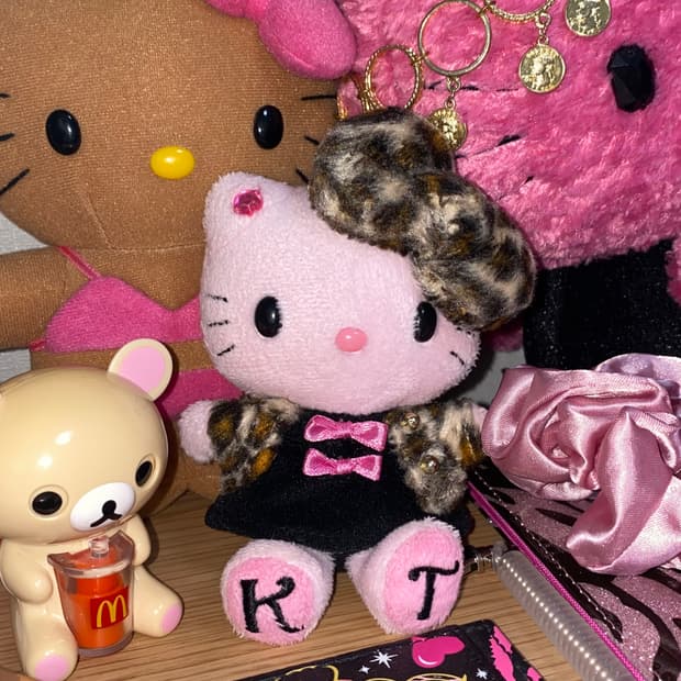 핀터매물)비비틱스 핑크 키티 인형 키링 호피 레오파드 갸루 vivitix