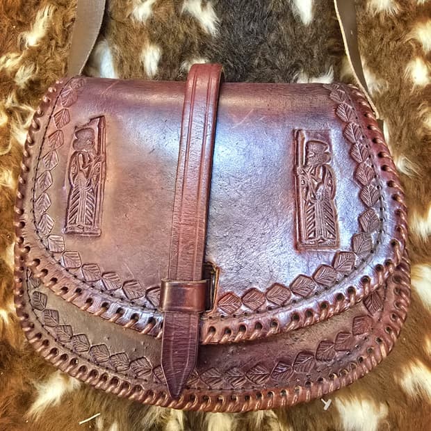 90s일본 빈티디 수제 통가죽 크로스백