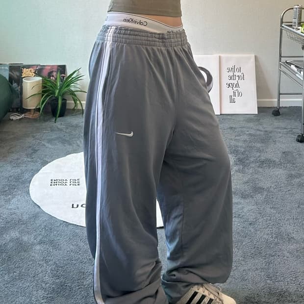 90s NIKE 올드스쿨 베스킷볼 그레이 져지트랙팬츠