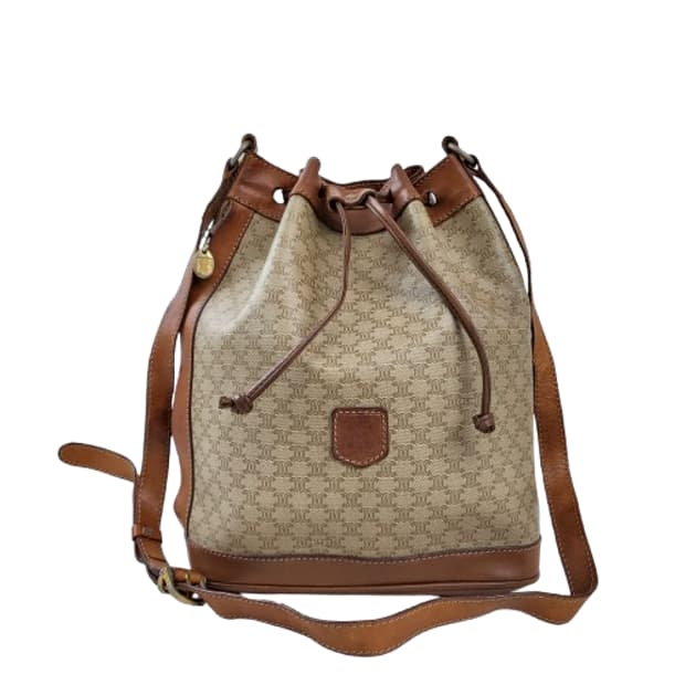 정품 셀린느 빈티지 마카담 드로우스트링 버킷백