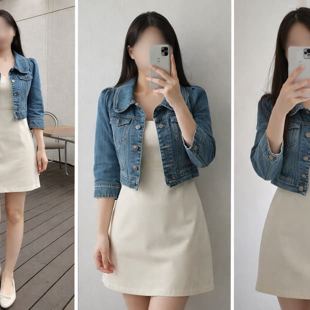 올리브데올리브 크롭 데님자켓/여성스러운 핏/봄가을 아우터