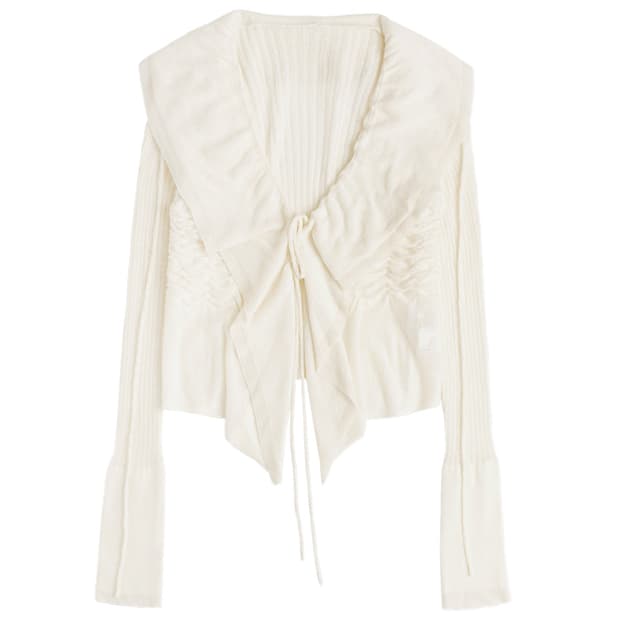 ojos 러플 드레이프 앙고라 가디건 아이보리 