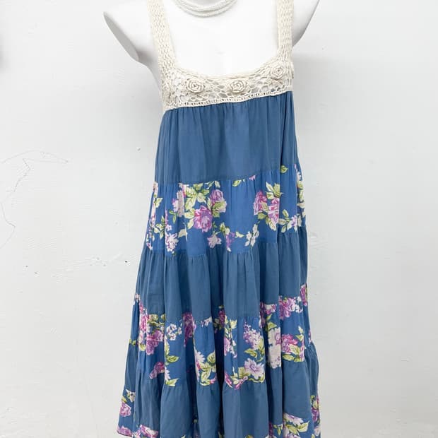 하구미 모리 크로셰 캉캉 롱 원피스