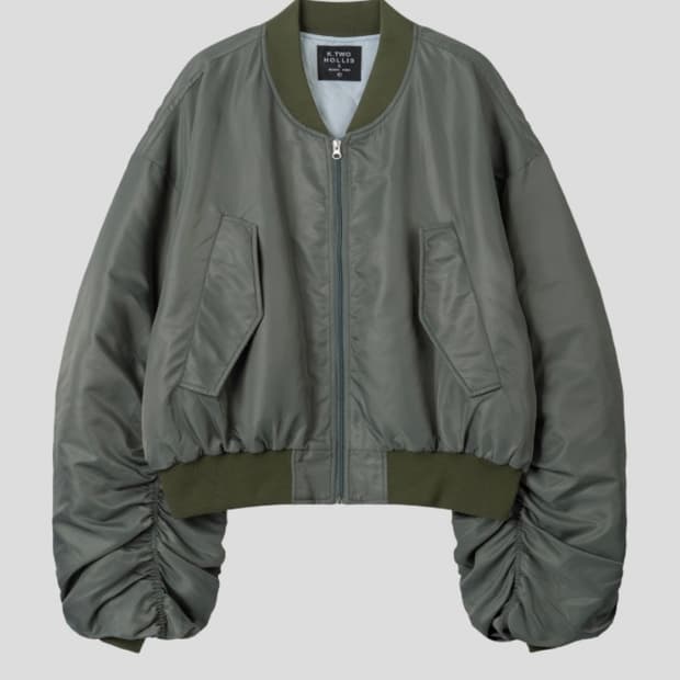 C649 Ma-1 cropp shirring jumper