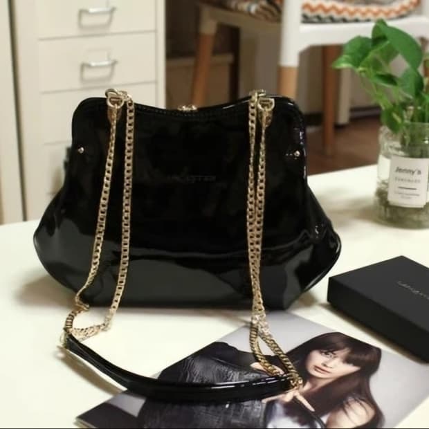 랑카스터 이네 베르니스 - 블랙 가죽 체인 숄더백 [정품]