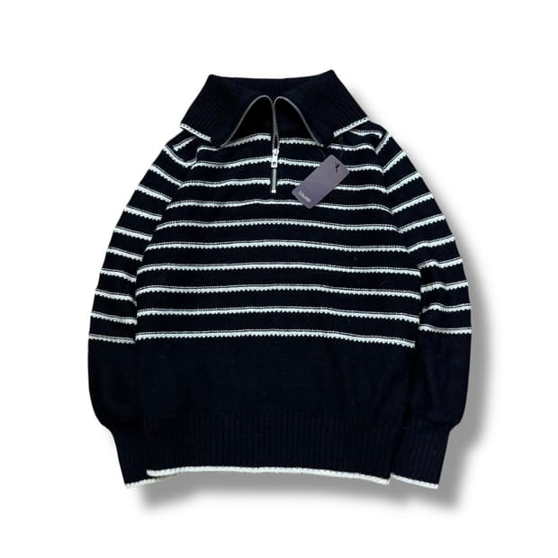 라우렐 (W) 스트라이프 하프집업 니트