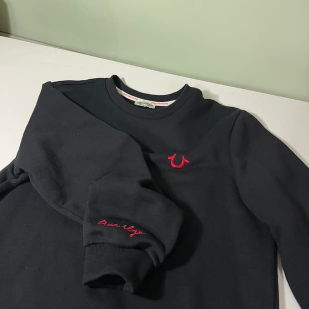 우먼M 트루릴리전 블랙 기본로고 코튼 맨투맨