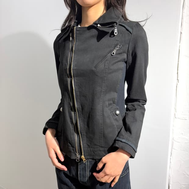 Maison gilfy 메종길피 사선 라이더 자켓 해