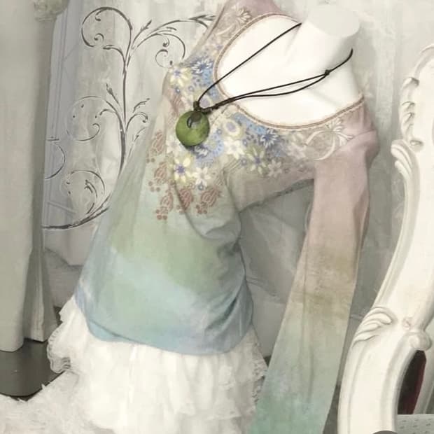 레이어룸 스키니미니 그라데이션 롱슬리브 빈티지 오리엔탈 페어리 슬리브리스