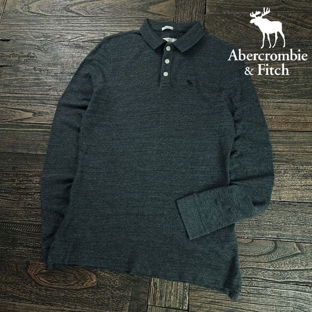 [아베크롬비 ]로고 자수 긴팔 카라티 챠콜 M19822