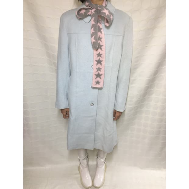 Courreges울 실크 민트블루 코트