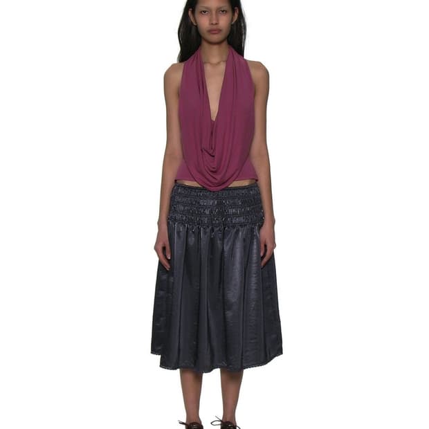 파르티멘토우먼 LACE TRIM SMOCKING MIDI SKIRT