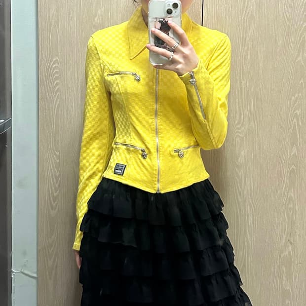 VJC 90s 아카이브 체커보드 비스코스 자켓