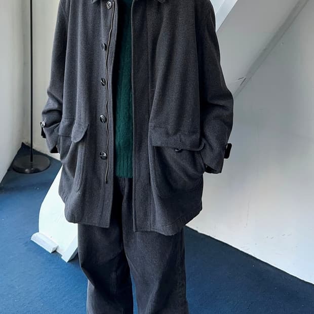 Cashmere wool mosser mid coat