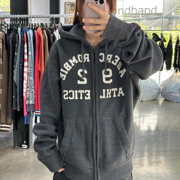아베크롬비 머슬핏 후드집업 차콜
