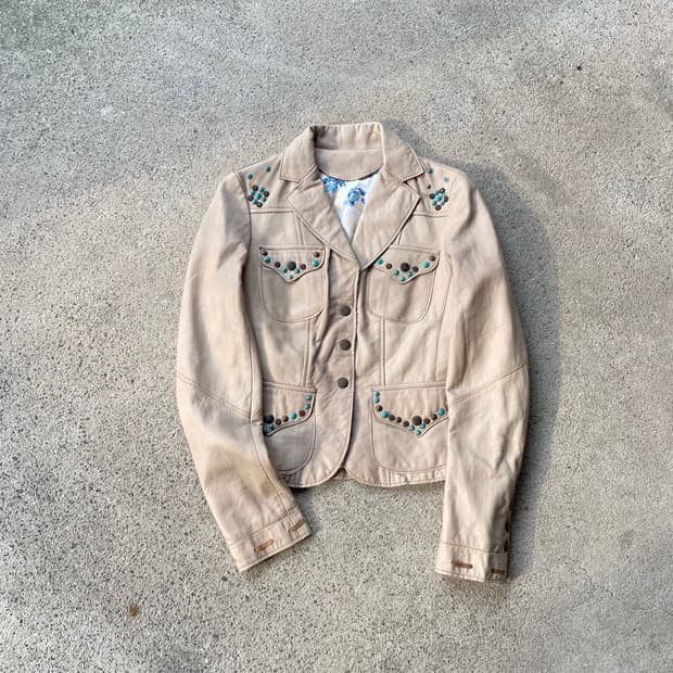 Beige túrkey stòne leather jacket