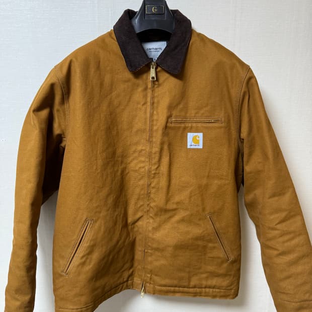 칼하트 WIP 라인드 디어본 캔버스 디트로이트 자켓 해밀턴 브라운 리지드