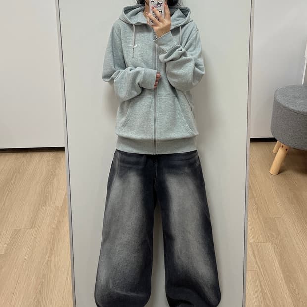 나이키 스우시 자수로고 그레이 후드집업 105