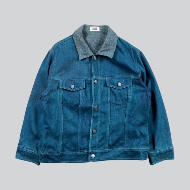 Vintage 블루 워시드 코튼 자켓 