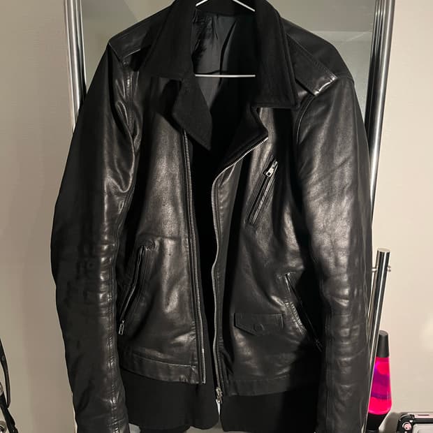 14fw rick owens stoogie 캐시미어 도킹 카프 레더 자켓