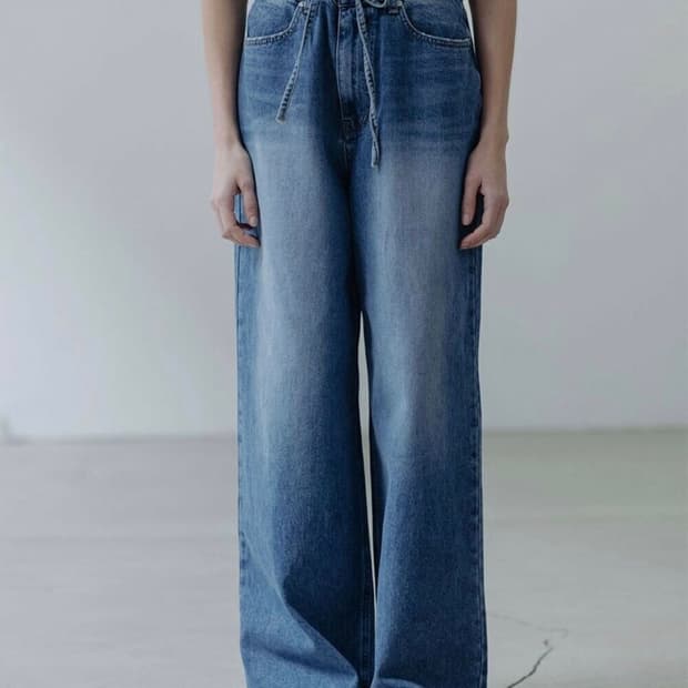 새)블루브릭 String wide denim (middle blue)