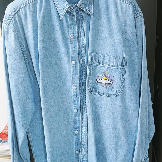 90s 루니툰 디즈니 푸우 데님 셔츠