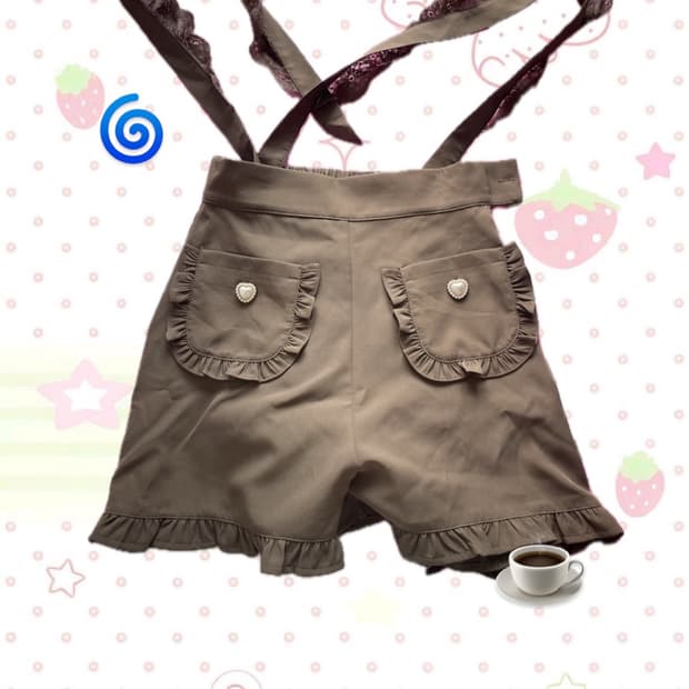 라떼갸루 멜빵 큐롯 프릴 반바지