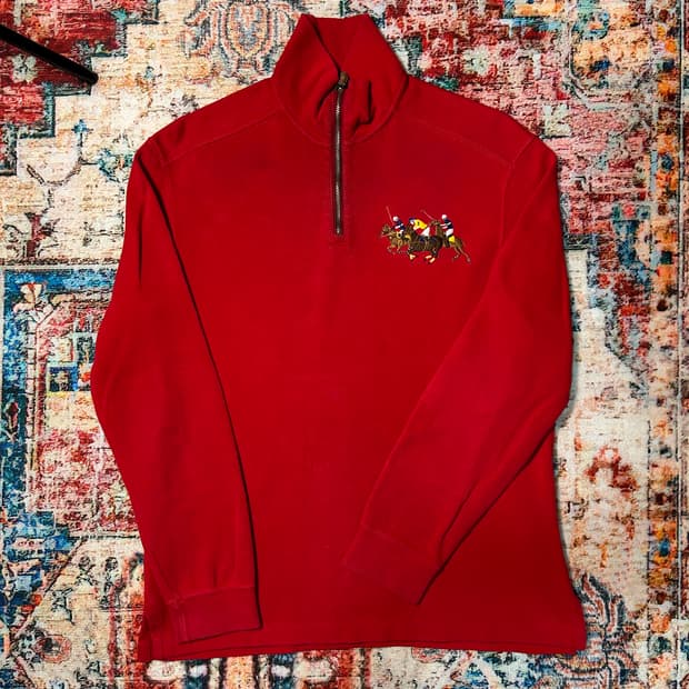 [L] 폴로 랄프로렌 빅포니 코튼니트 하프집업 레드