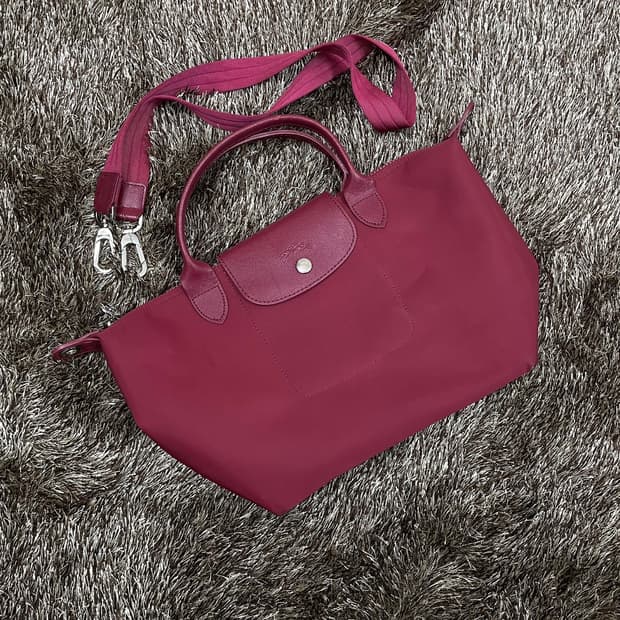롱샴 Longchamp 르 플리아쥬 네오 버건디 토트백 M 